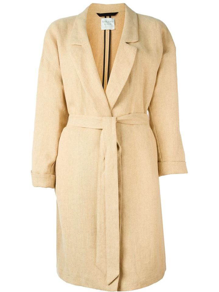 Forte Forte Belted Coat, Women's, Size: I, Nude/neutrals, Linen/flax