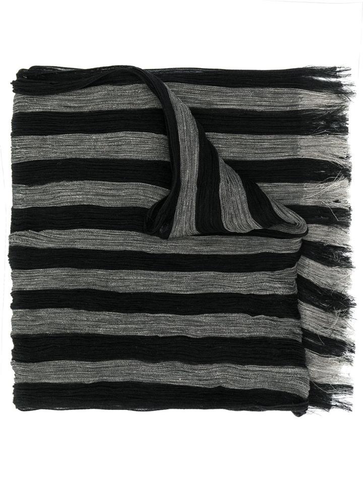 Issey Miyake Striped Scarf - Black