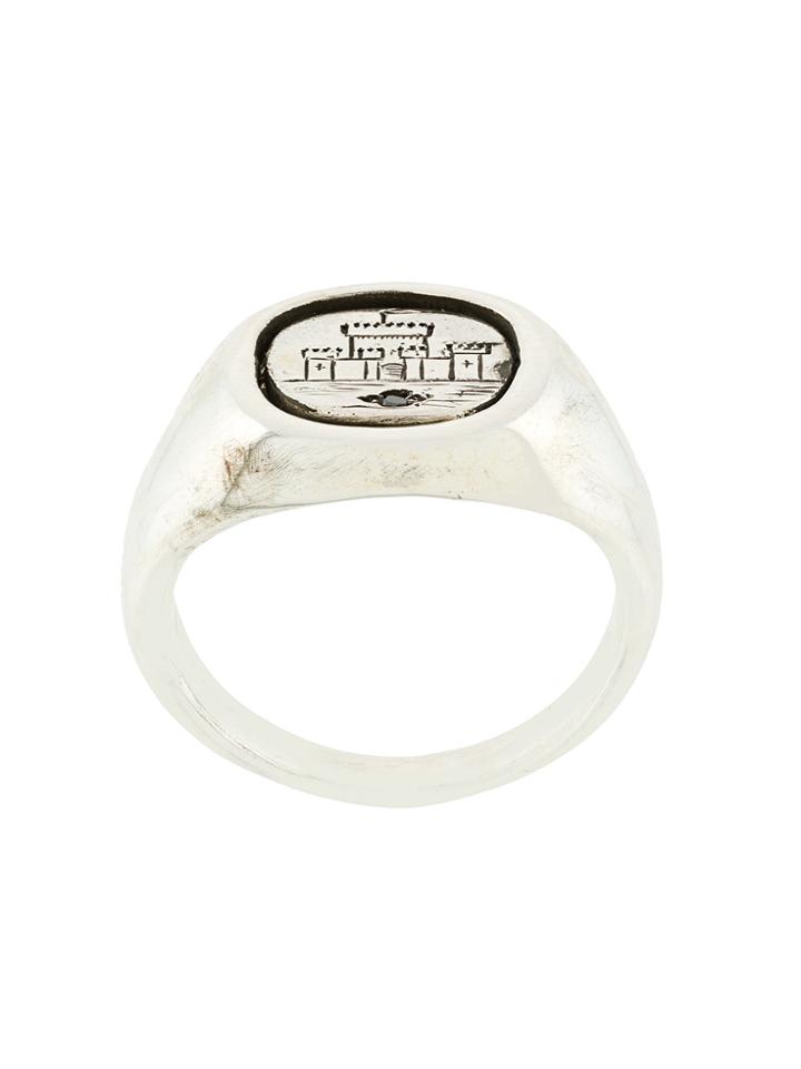 Henson Engraved Castle Flip Ring - Metallic