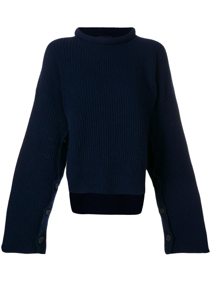 Erika Cavallini Cropped Rib Knit Sweater - Blue