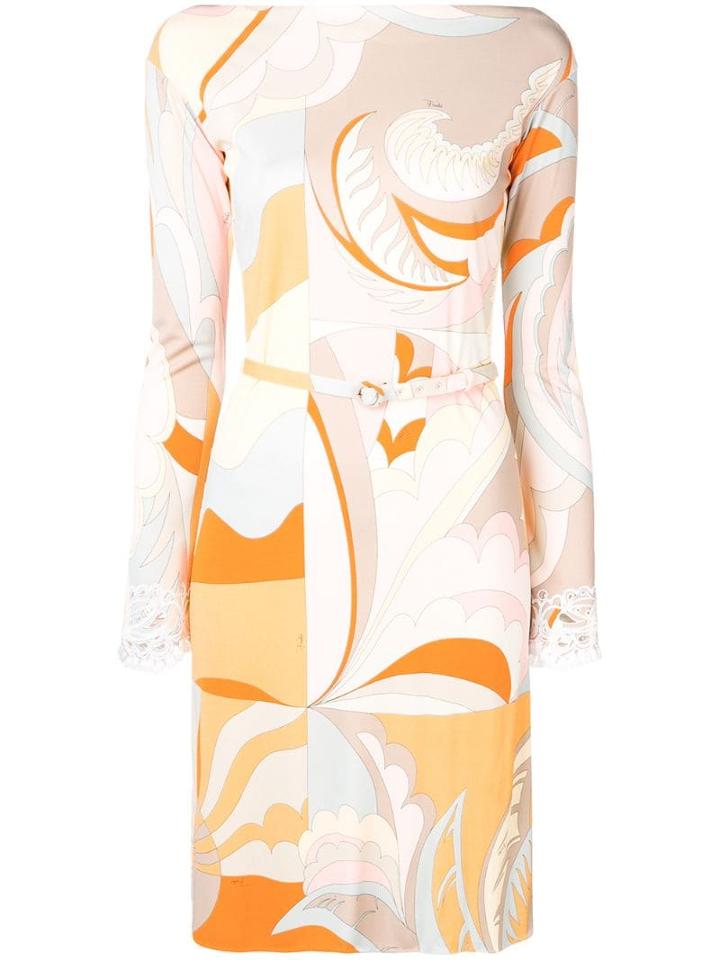 Emilio Pucci Acapulco Print Embroidered Dress - Orange