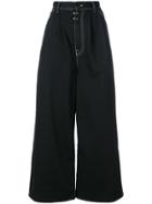 Mm6 Maison Margiela Cropped Flared Trousers - Black