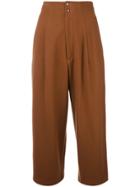 Yohji Yamamoto Vintage Cropped Pleated Trousers - Brown