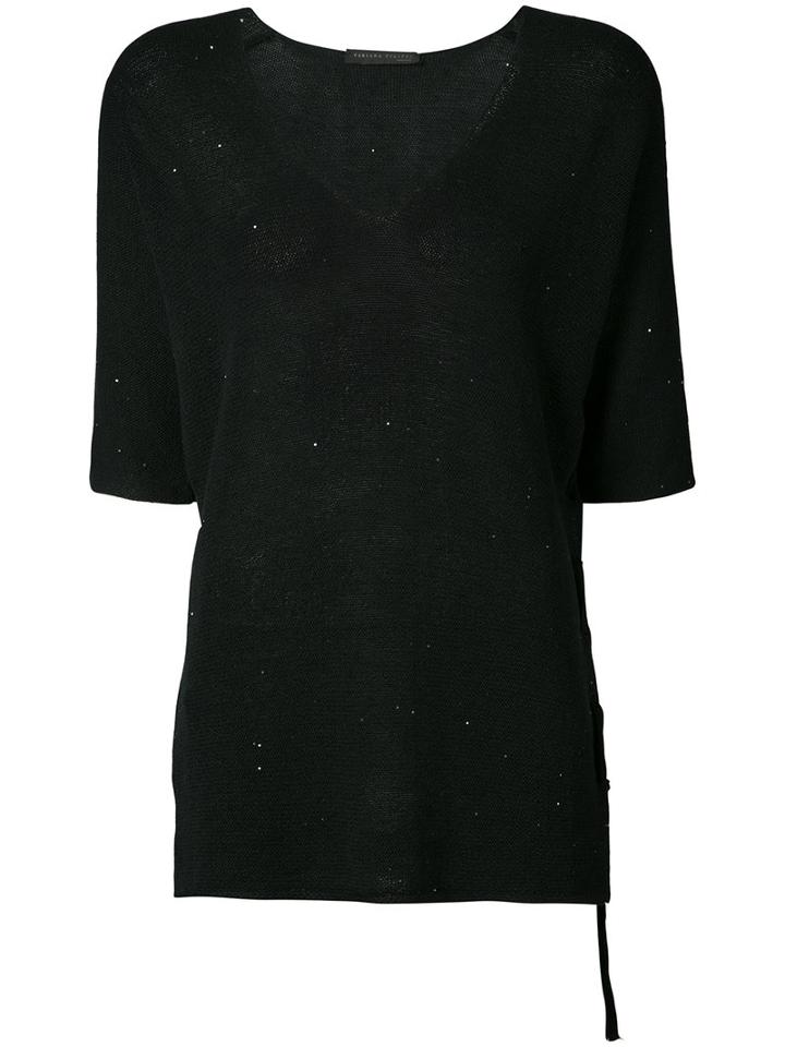 Fabiana Filippi - Hanging Side Tie Top - Women - Cotton/linen/flax/polyester - 48, Black, Cotton/linen/flax/polyester