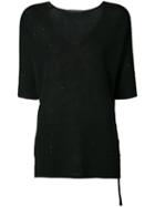 Fabiana Filippi - Hanging Side Tie Top - Women - Cotton/linen/flax/polyester - 48, Black, Cotton/linen/flax/polyester