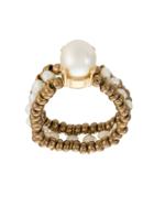 Serpui Pearl Embellished Ring - Metallic