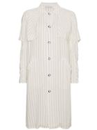 Lot78 Striped Shirt Jacket - White