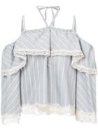 Jonathan Simkhai Off Shoulder Lace Trim Top - Grey