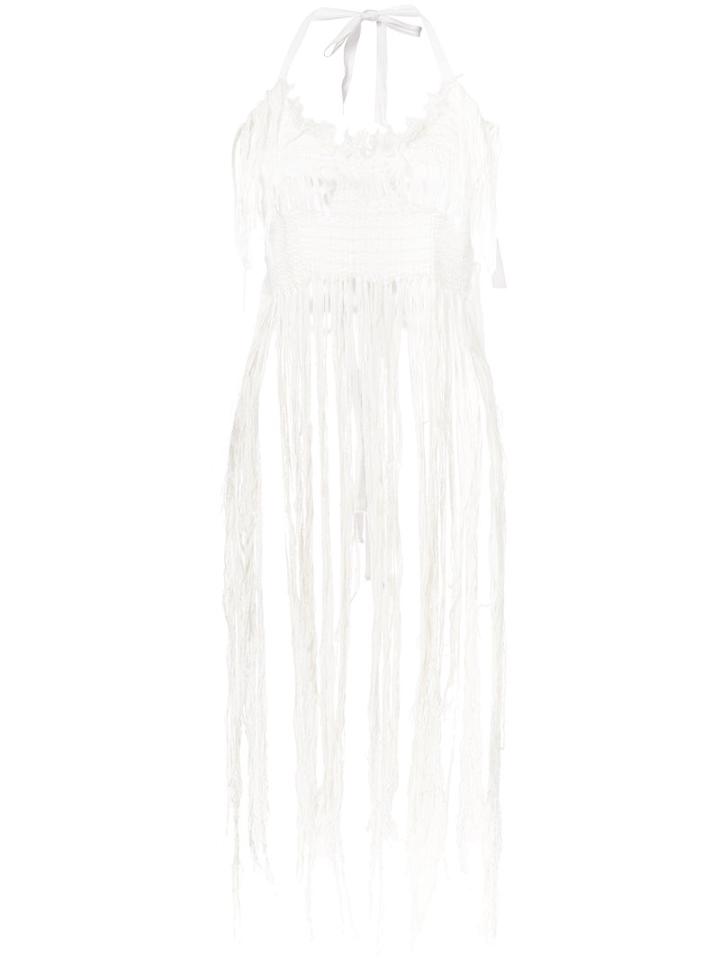 Ann Demeulemeester - Shredded Halter Top - Women - Cotton - 40, Women's, White, Cotton