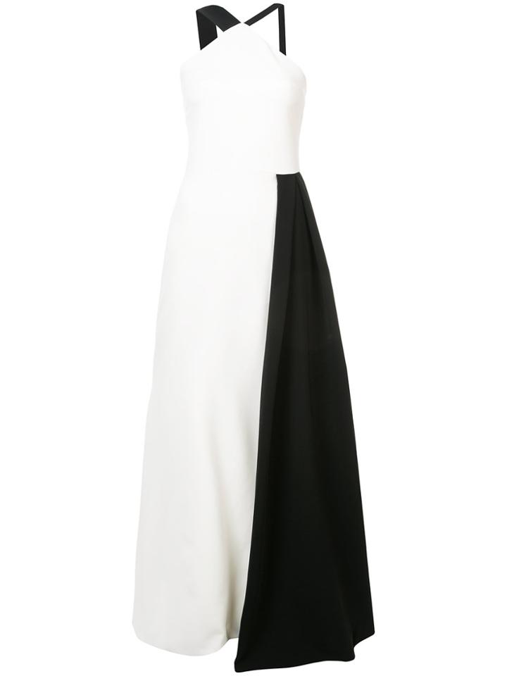 Christian Siriano Colour Block Halterneck Dress - White