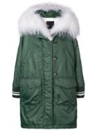 Ermanno Scervino Fur Hooded Oversized Coat - Green