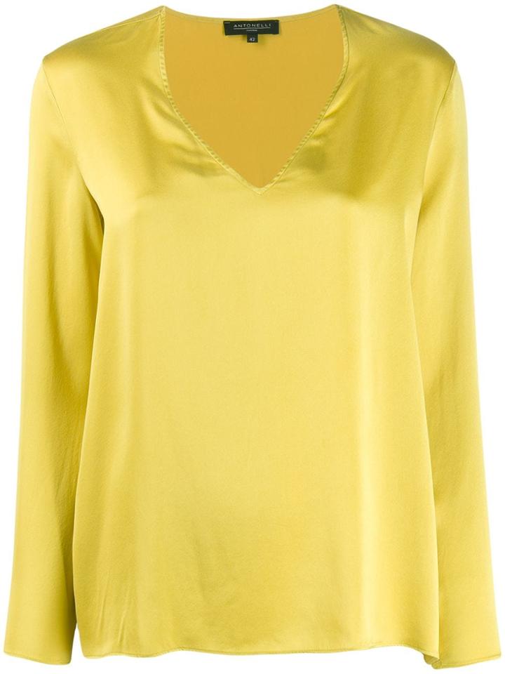 Antonelli V-neck Silk Top - Green