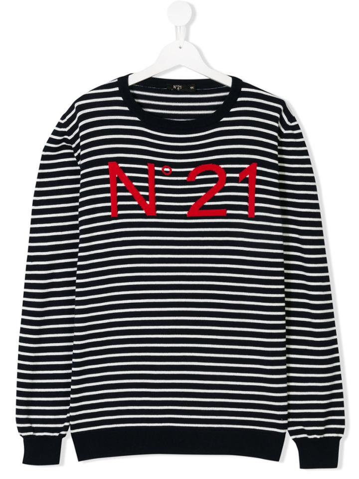 No21 Kids Teen Striped Jumper - Blue