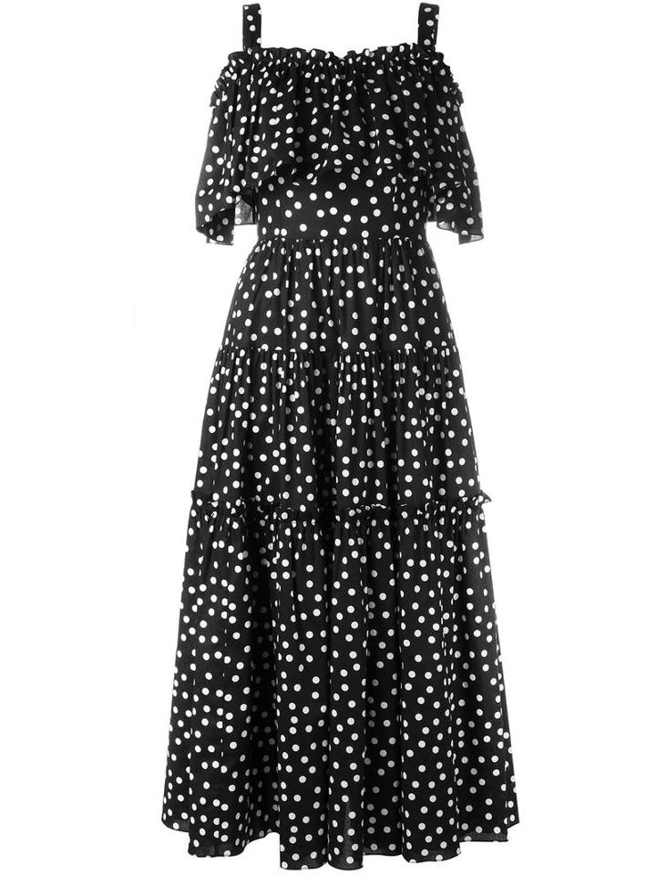 Dolce & Gabbana Polka Dot Dress, Women's, Size: 42, Black, Spandex/elastane/cotton