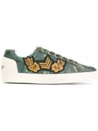 Ash Embellished Lace-up Sneakers - Green