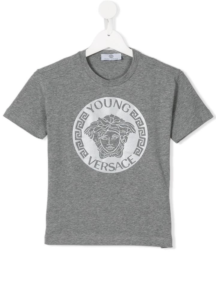 Young Versace Medusa Logo Print T-shirt, Boy's, Size: 6 Yrs, Grey