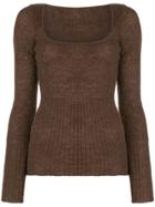Jacquemus Ribbed Knit Fitted Sweater - Brown