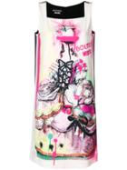 Boutique Moschino Graffiti Print Duo Tone Dress - Black