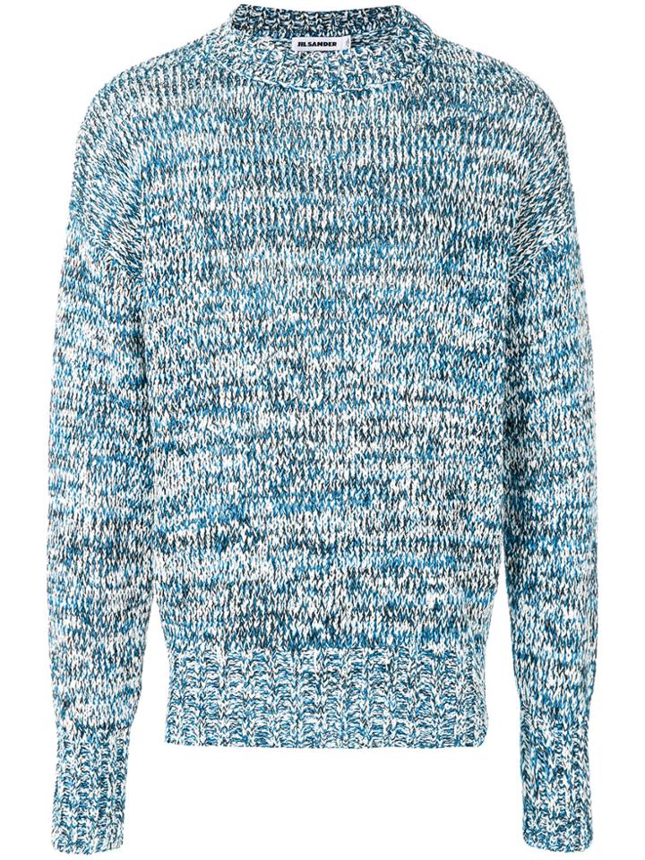 Jil Sander Flecked Knit Sweater - Blue