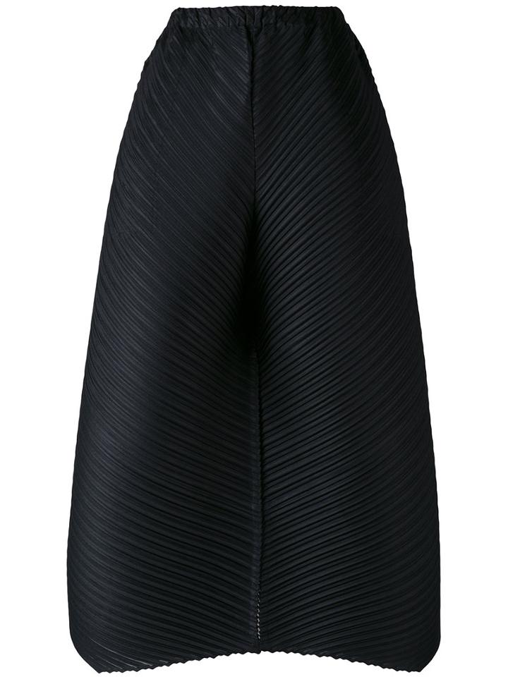 Pleats Please By Issey Miyake - Pleated Flared Pants - Women - Polyester - 1, Black, Polyester