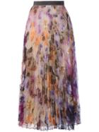 Christopher Kane Pleated Pansy Lace Skirt, Women's, Size: 40, Pink/purple, Polyester/nylon/spandex/elastane/rubber