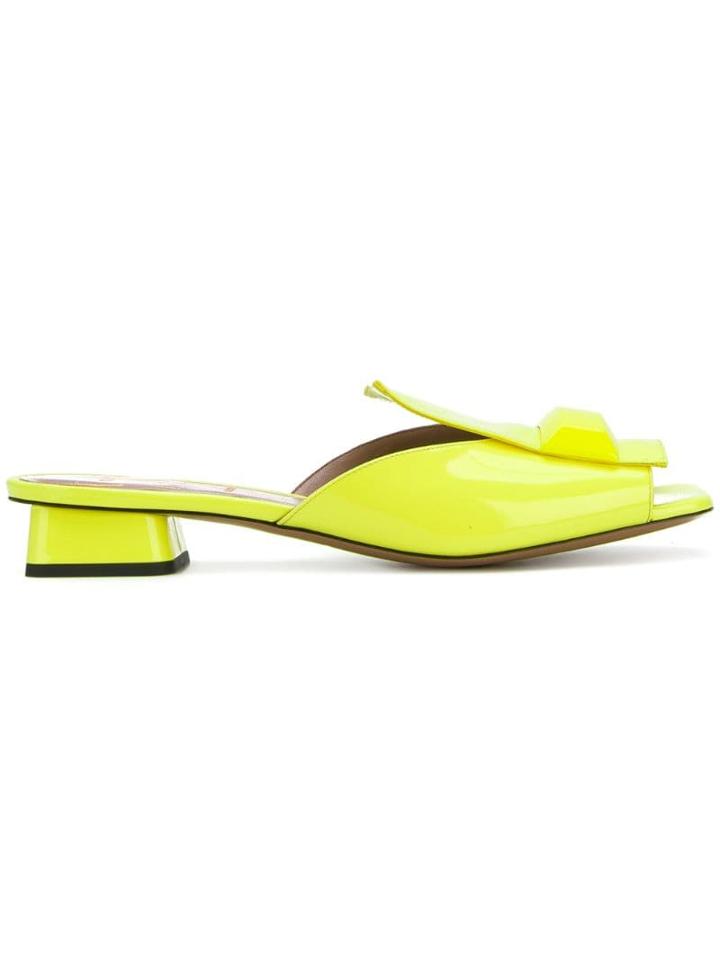 Rayne Square Toe Mules - Yellow