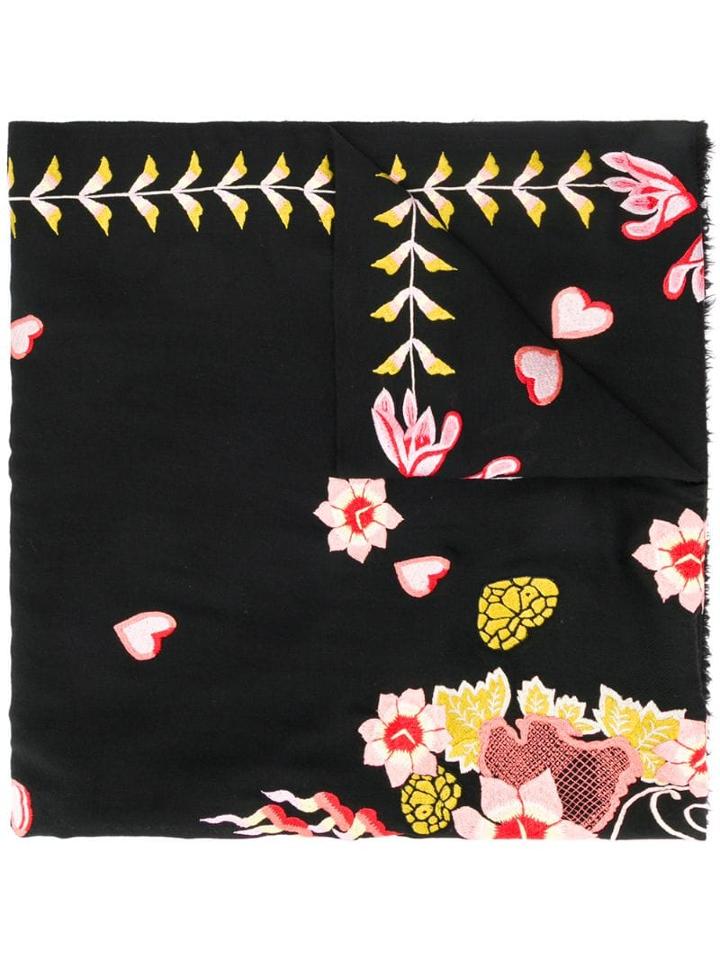 Temperley London Rosy Embroidered Shawl - Black