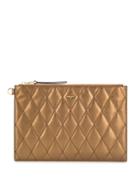 Givenchy Metallic Diamond Quilted Clutch - Gold
