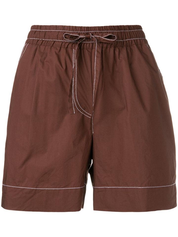P.a.r.o.s.h. Contrast Stitch Shorts - Brown