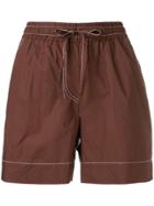 P.a.r.o.s.h. Contrast Stitch Shorts - Brown