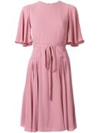 Valentino Belted Plisse Dress - Pink & Purple