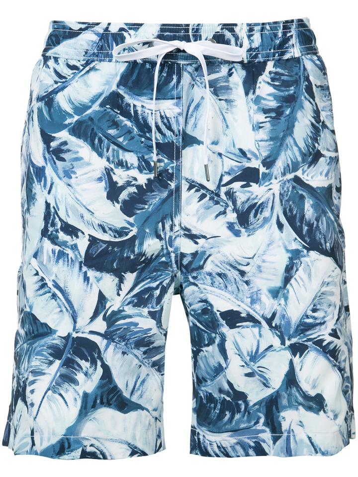 Onia - Banana Leaf Charles Trunks 7 - Men - Polyester - Xxl, Blue, Polyester