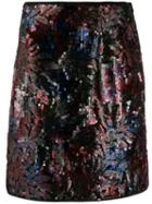 Paule Ka Floral Sequin Midi Skirt - Red