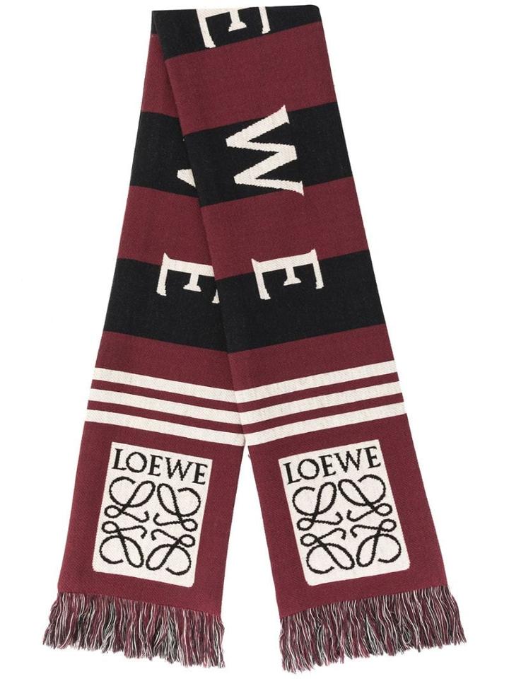 Loewe Logo Knit Scarf - Red