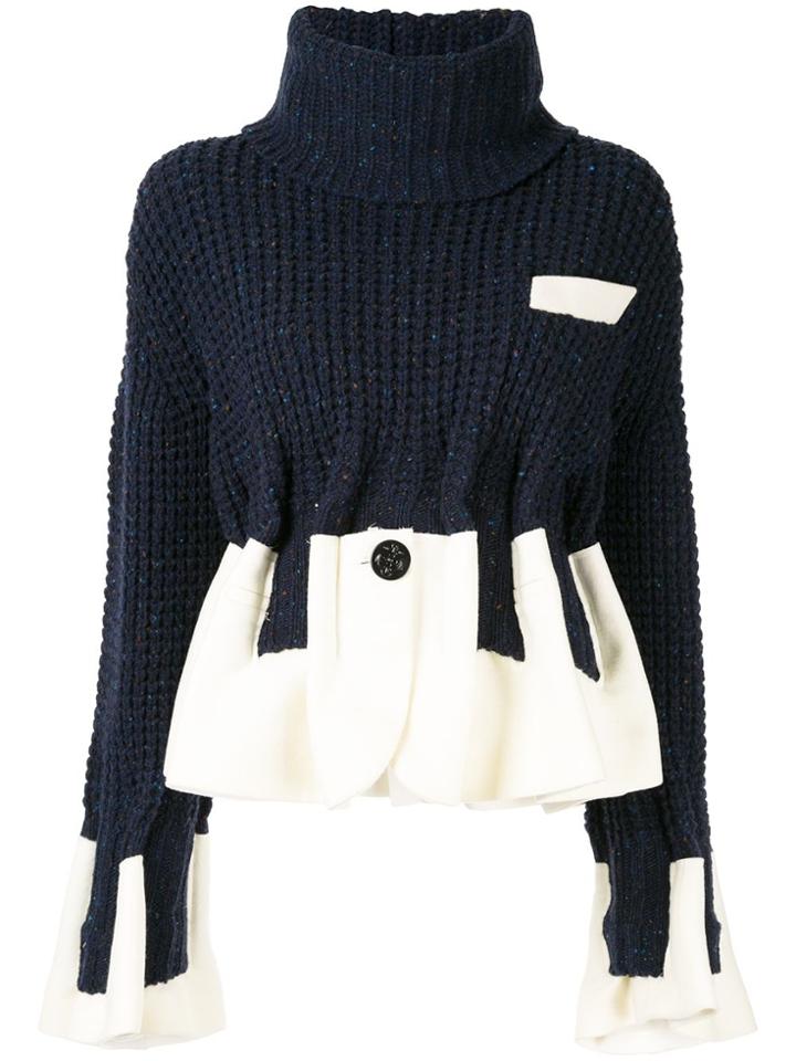 Sacai Speckled Roll Neck Jumper - Blue