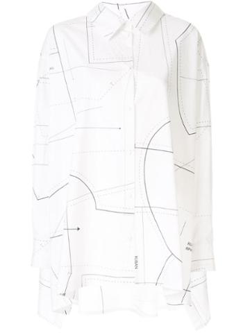 Ruban Printed Poplin Shirt - White