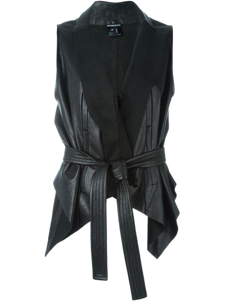Ann Demeulemeester Asymmetric Gilet, Women's, Size: 40, Black, Cotton/viscose/leather