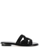 Michael Michael Kors Annalee Crystal Embellished Slides - Black