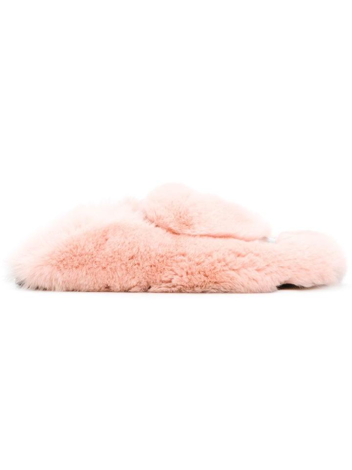 Sergio Rossi Fur Mules - Pink