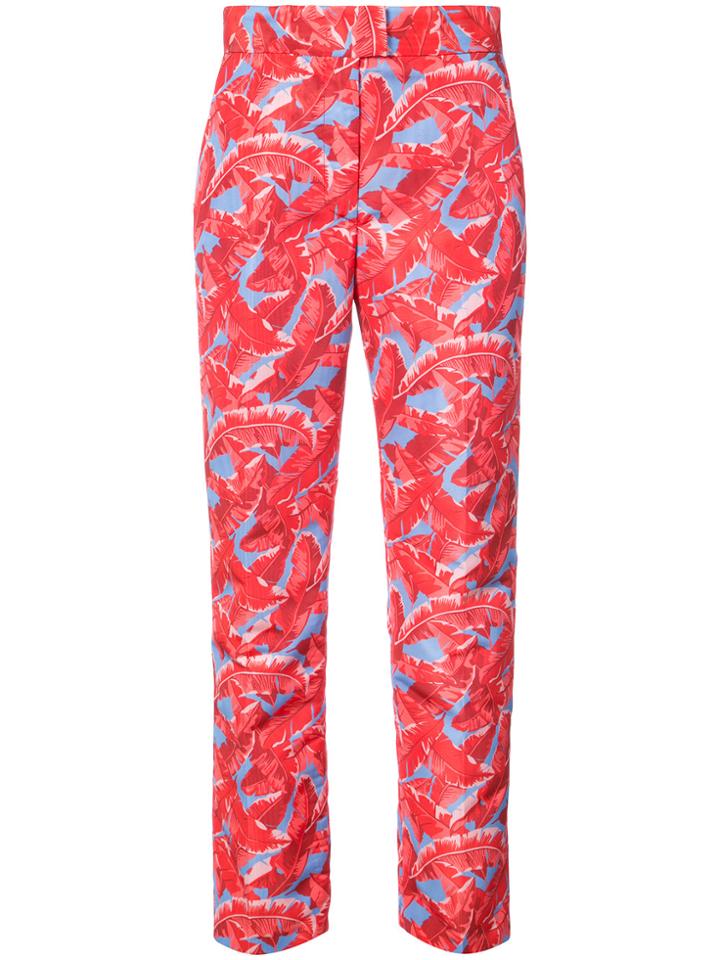 Msgm Palm Printed Straight Leg Trousers - Red