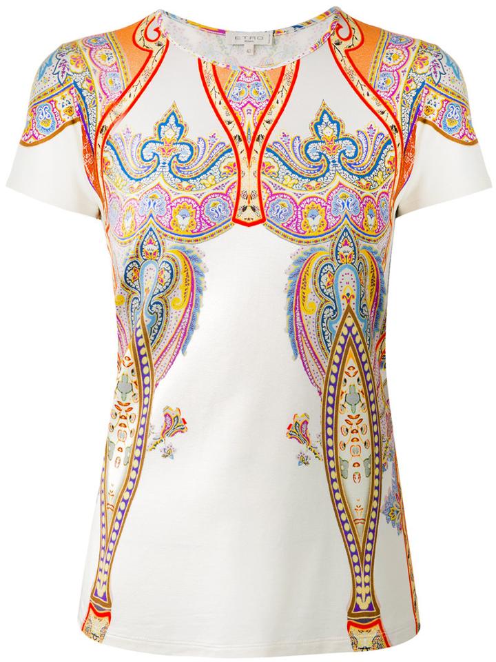 Etro Persian Print T-shirt, Women's, Size: 42, White, Spandex/elastane/viscose
