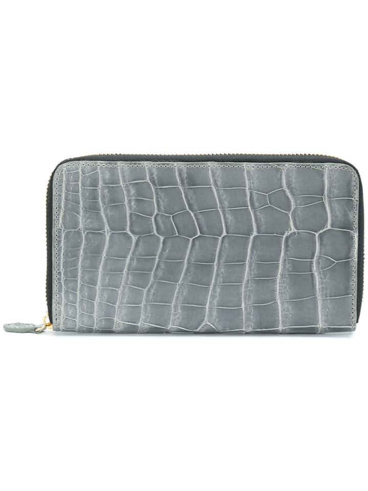Jason Briggs Crocodile Effect Continental Wallet - Grey