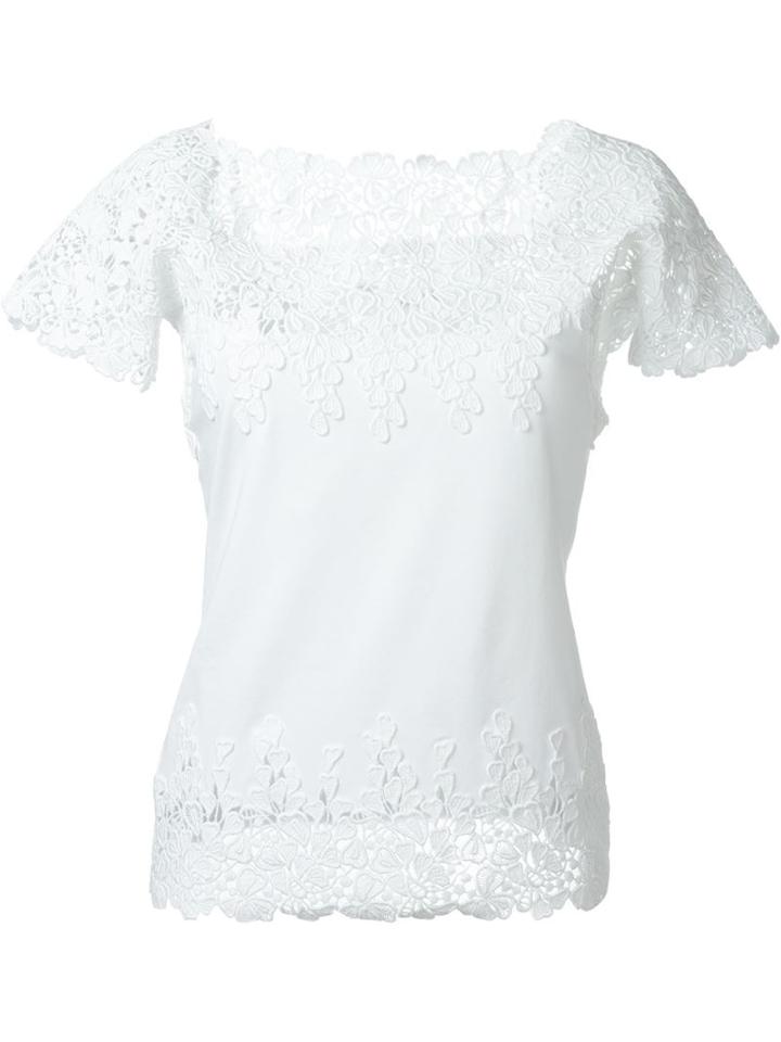 Ermanno Scervino Lace Panels Top, Women's, Size: 40, White, Cotton/spandex/elastane