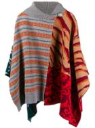 Stella Mccartney Multi-pattern Knitted Poncho - Red