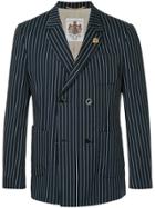 Education From Youngmachines Double Breasted Pinstripe Blazer - Blue