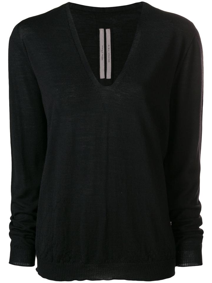 Rick Owens Loose V-neck Jumper - Black