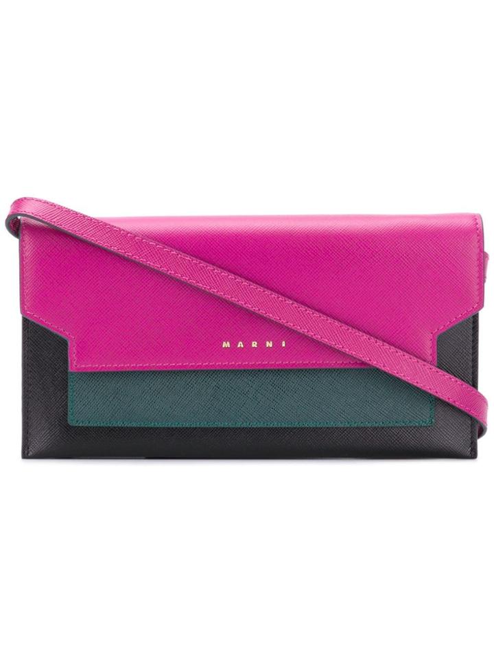 Marni Saffiano Trunk Crossbody Wallet - Black