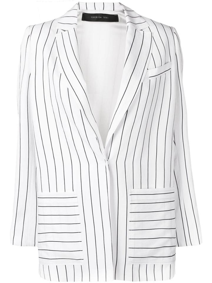 Federica Tosi Striped Blazer - White