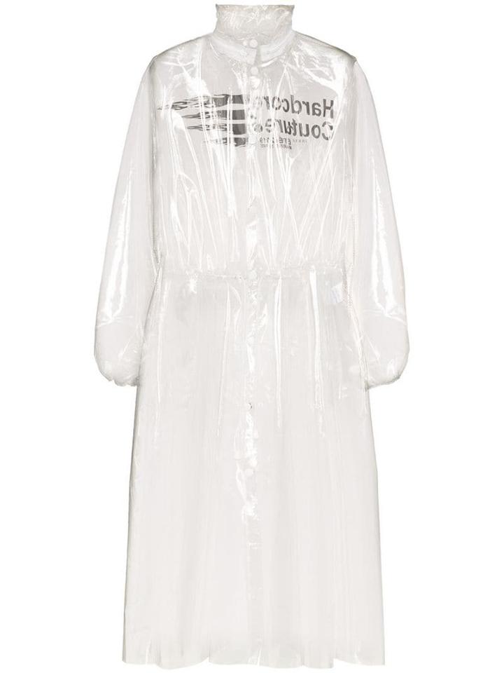 Marine Serre Logo-print Hooded Pvc Raincoat - Neutrals