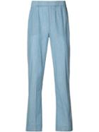 Baja East Striped Trousers, Size: 2, Blue, Cotton/linen/flax/rayon